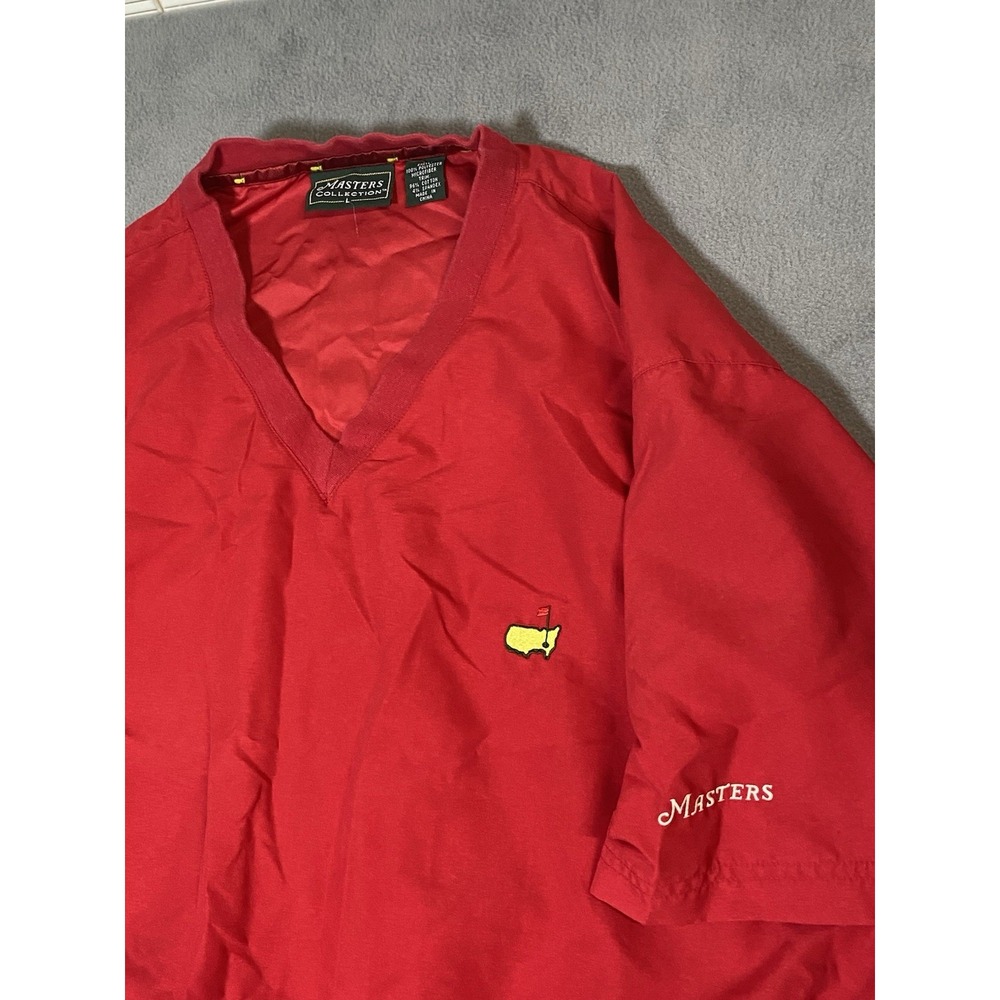 Masters Collection Men's L V-neck Short Sleeve Golf Windbreaker Red